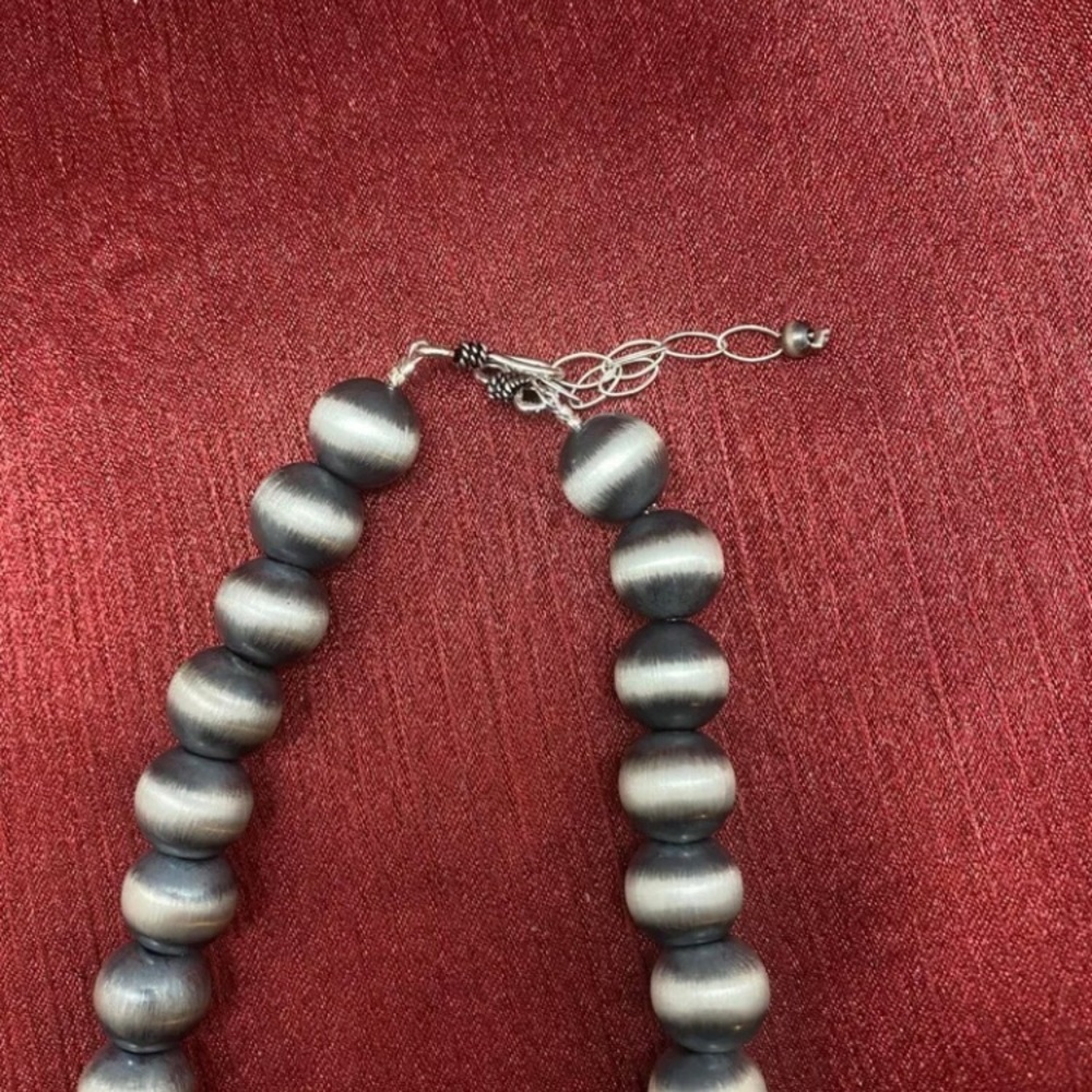 Sterling Silver 11 mm Bead Necklace - Picture 5 of 10